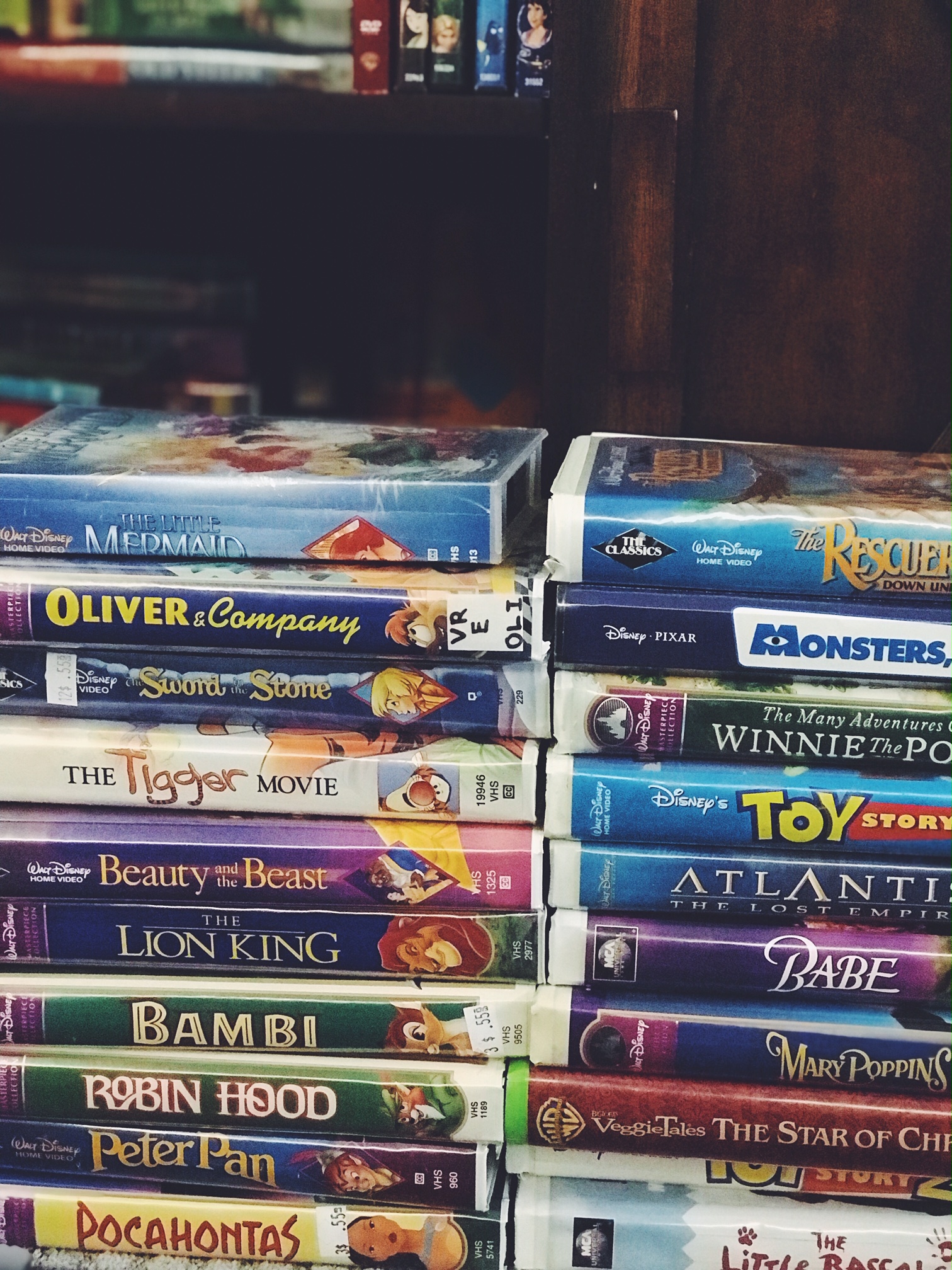 Stack of VHS movies